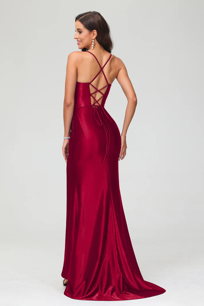 Dark Red Burgundy Corset Back Dress – Redcarpetdresses.co.uk