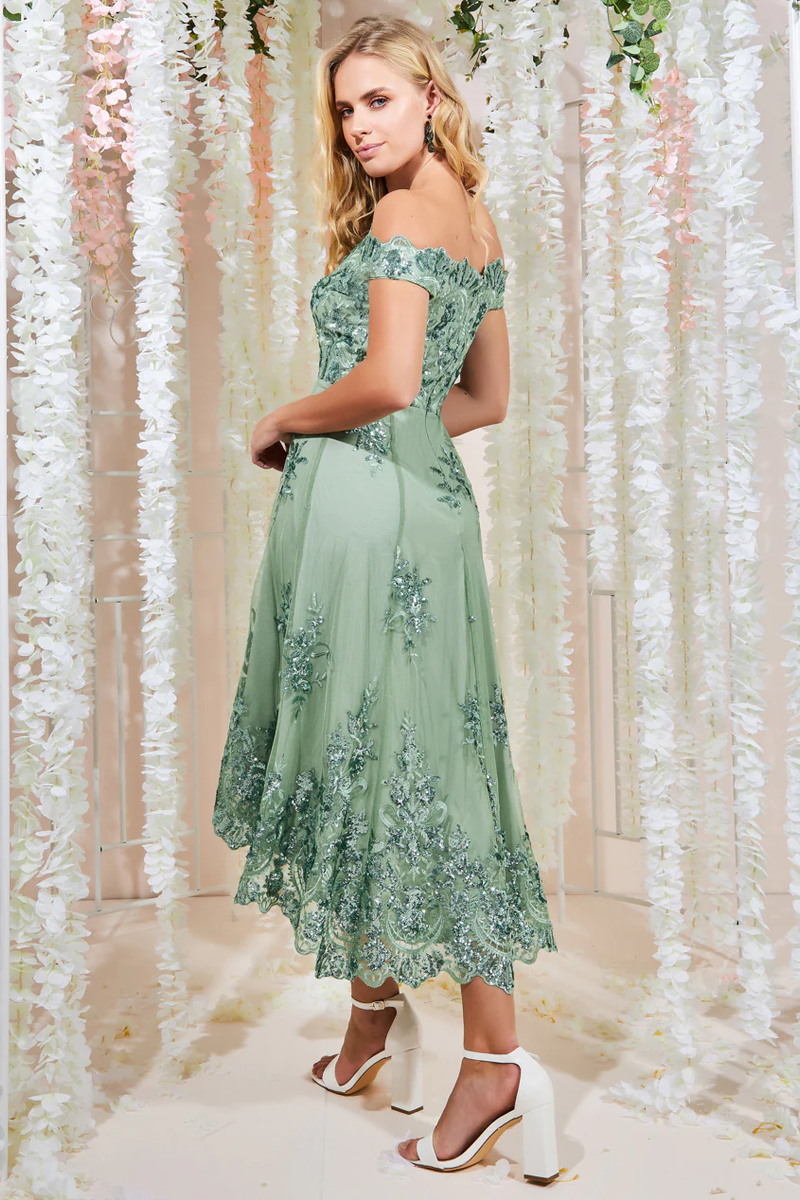 Plus Size High Low Dress Sage Green Mother of Bride Groom. Wedding G