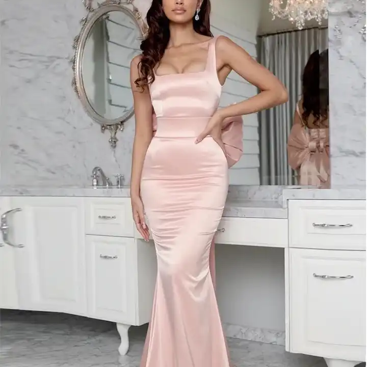 Pink silk best sale formal dress