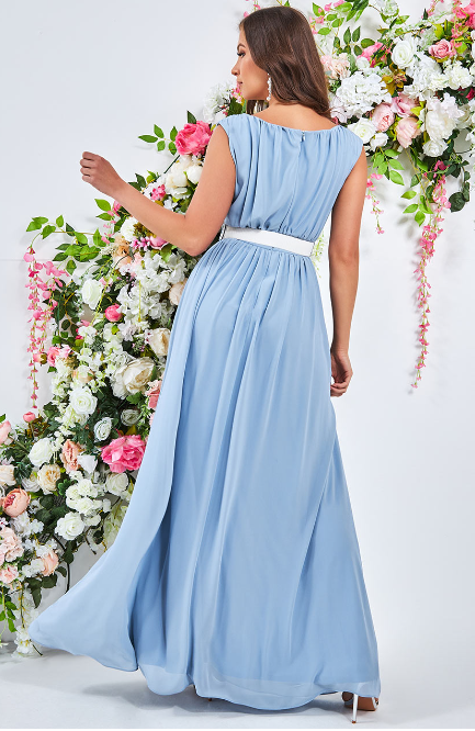Blue chiffon online dress uk