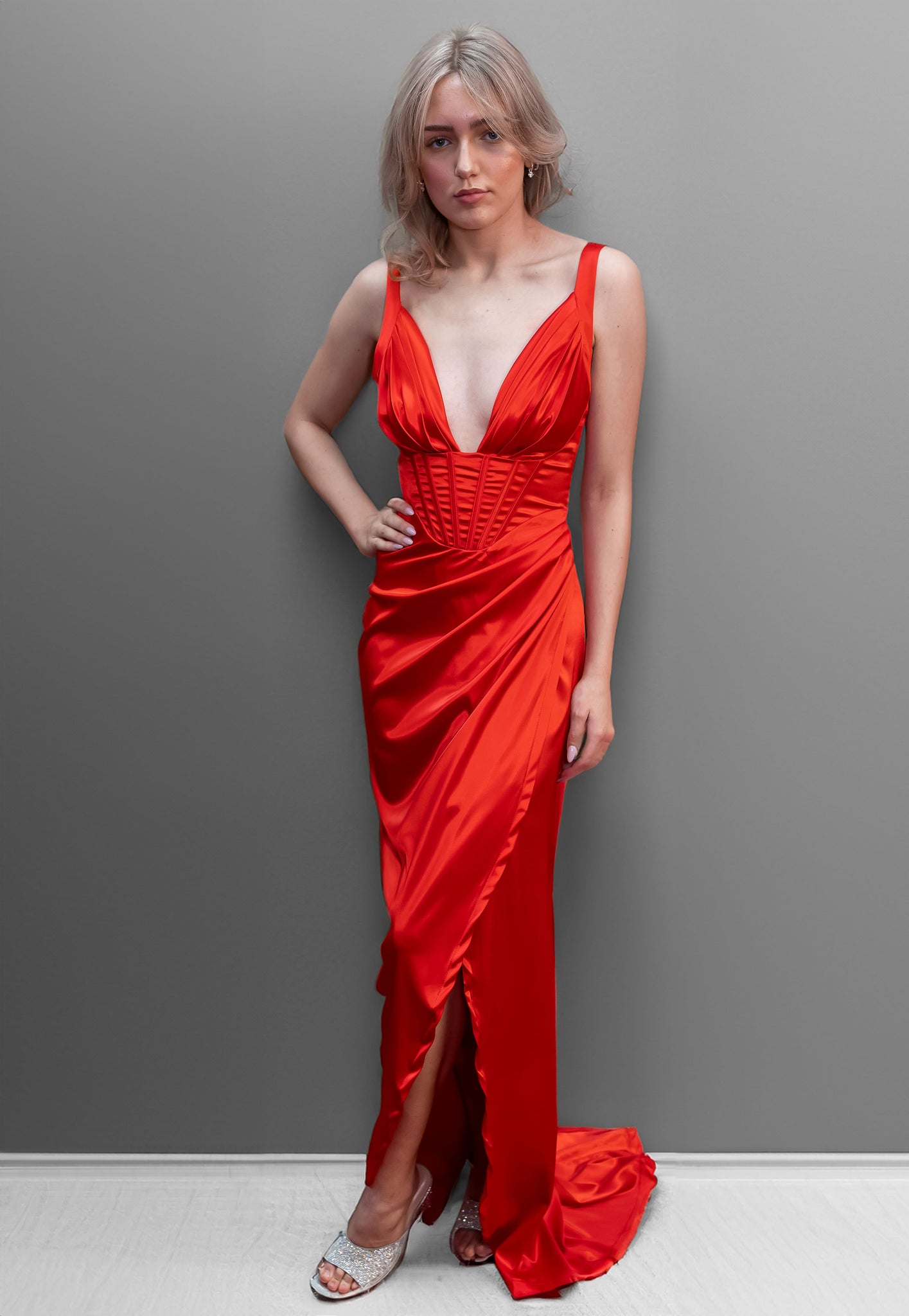 Corset side split Fitted Dress in Red Prom Ball Black-Tie Special Even Redcarpetdresses.co.uk Corset side split Fitted Dress in Red Prom Ball Black-Tie Special Even Redcarpetdresses.co.uk
