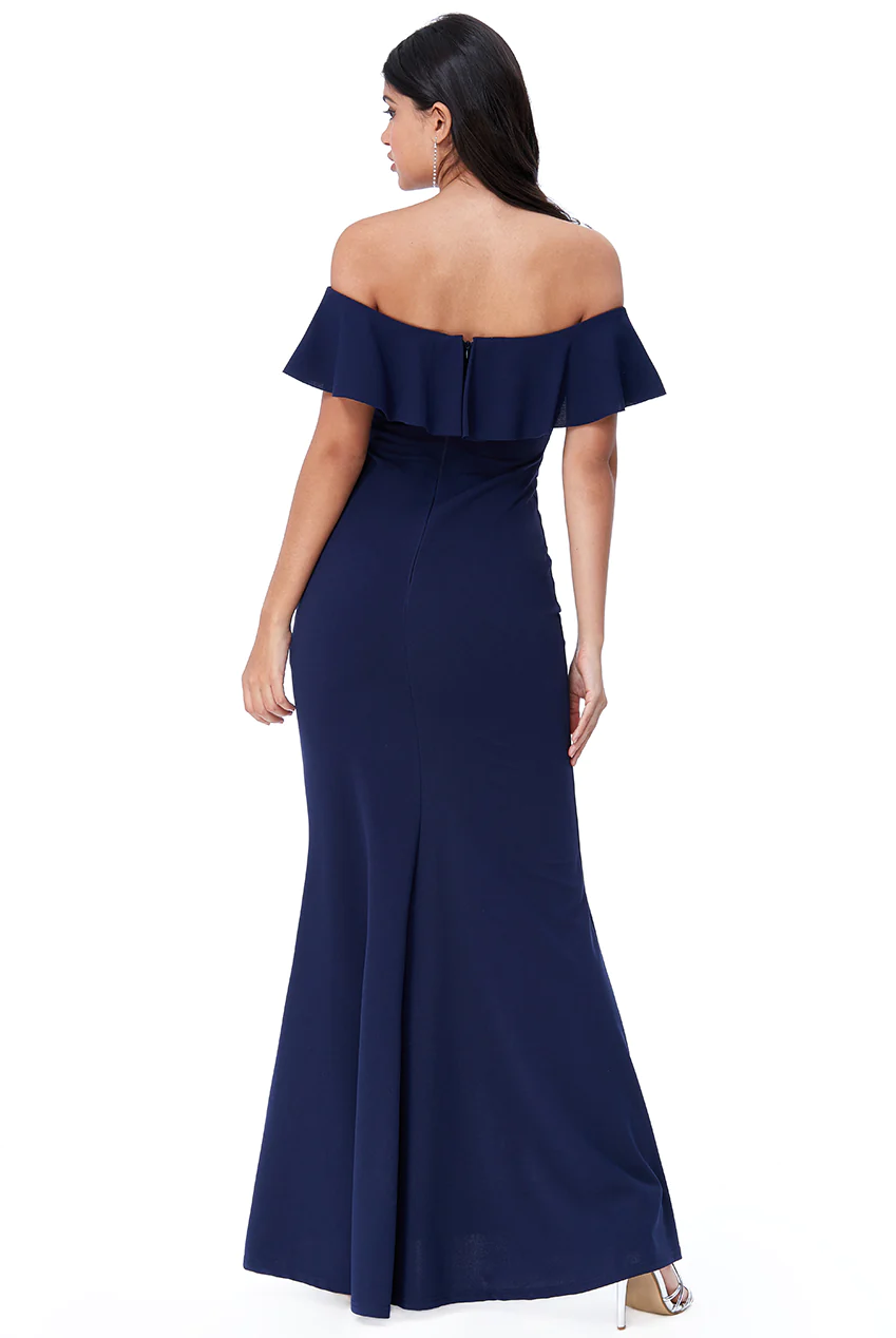 Bardot Dress (Navy-Size 8) Mother of Bride/Groom. Wedding Guest. Cocktail. Ball. Cruise