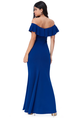 Bardot Dress (Royal blue-Size 8) Mother of Bride/Groom. Wedding Guest. Cocktail. Ball. Cruise