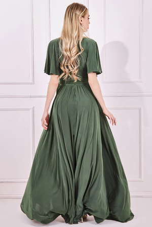 Wrap Dress (olive green) Cruise, Formal, Black-Tie, Ball, Prom, Wedding Guest, Bridesmaid