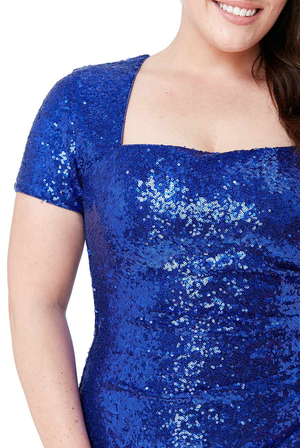 Plus Size Sequinned Dress (Royal Blue) Mother of Bride/Groom. Wedding Guest. Cocktail. Ball. Cruise