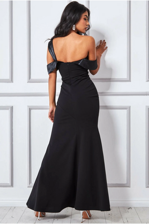 One Shoulder Dress (Black-Size 8) Prom, Ball, Wedding Guest, Races, Formal Event, Races, Cocktail, Prom
