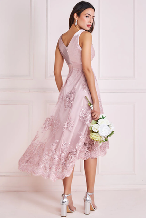 High Low Dress (Pink) Cruise, Formal, Black-Tie, Ball, Prom, Wedding Guest