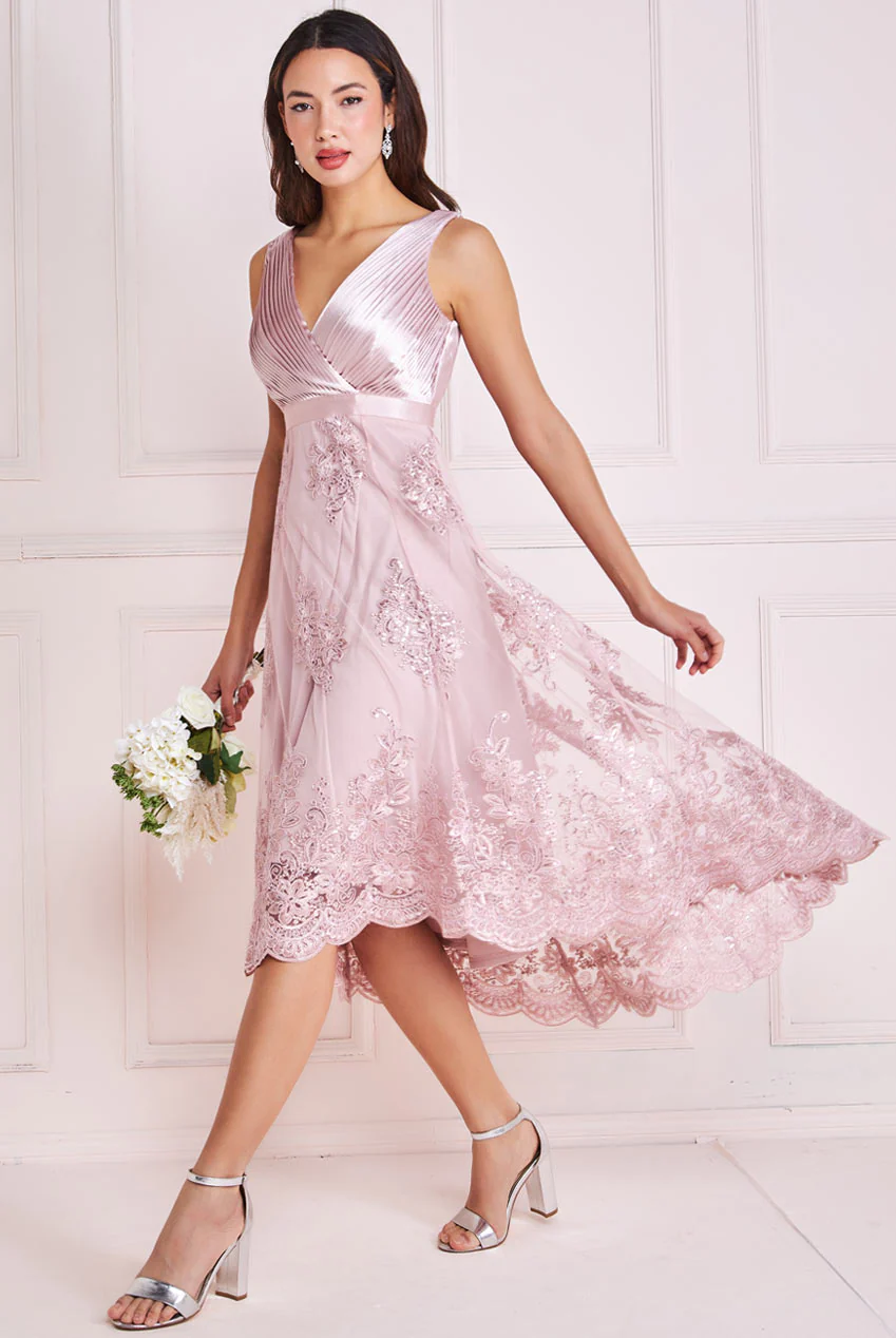 High Low Dress (Pink) Cruise, Formal, Black-Tie, Ball, Prom, Wedding Guest