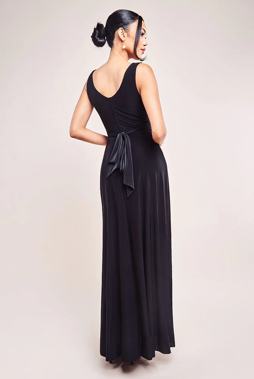 Diamantee and Scollop edge Dress 4020 (Black) Prom, Ball., Black-tie, Bridesmaid,