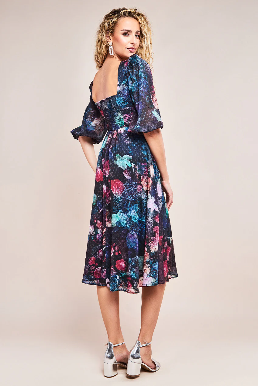 Stunning layered Dress  (Black Floral) Mother of the Bride, Wedding Guest, Races