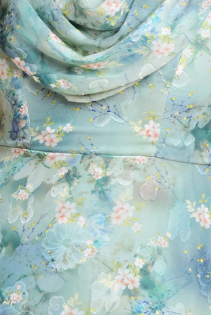 Cowl Neck Full length Floral Dress , Special Occasion. Mother of Bride. Races