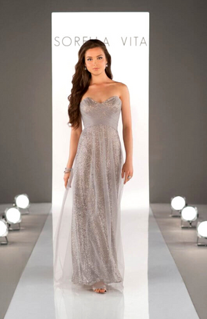 Sorella Vita Dress Style 8684 (Silver-size 12) Prom, Ball., Black-tie, Bridesmaid, Pageant
