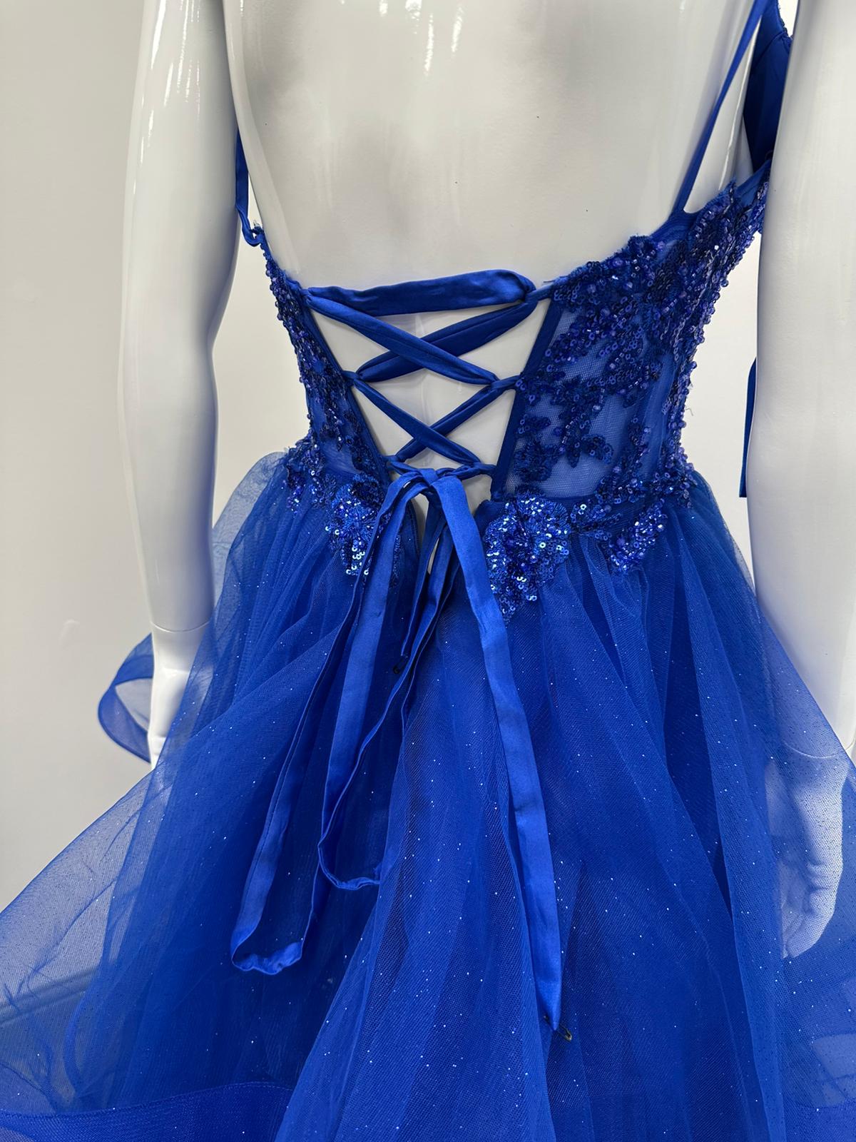 Royal Blue Ruffled Ballgown Prom Dress RRP £645 we sell at £299