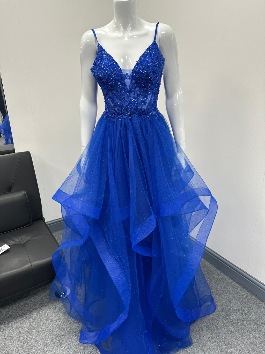 Royal Blue Ruffled Ballgown Prom Dress RRP £645 we sell at £299