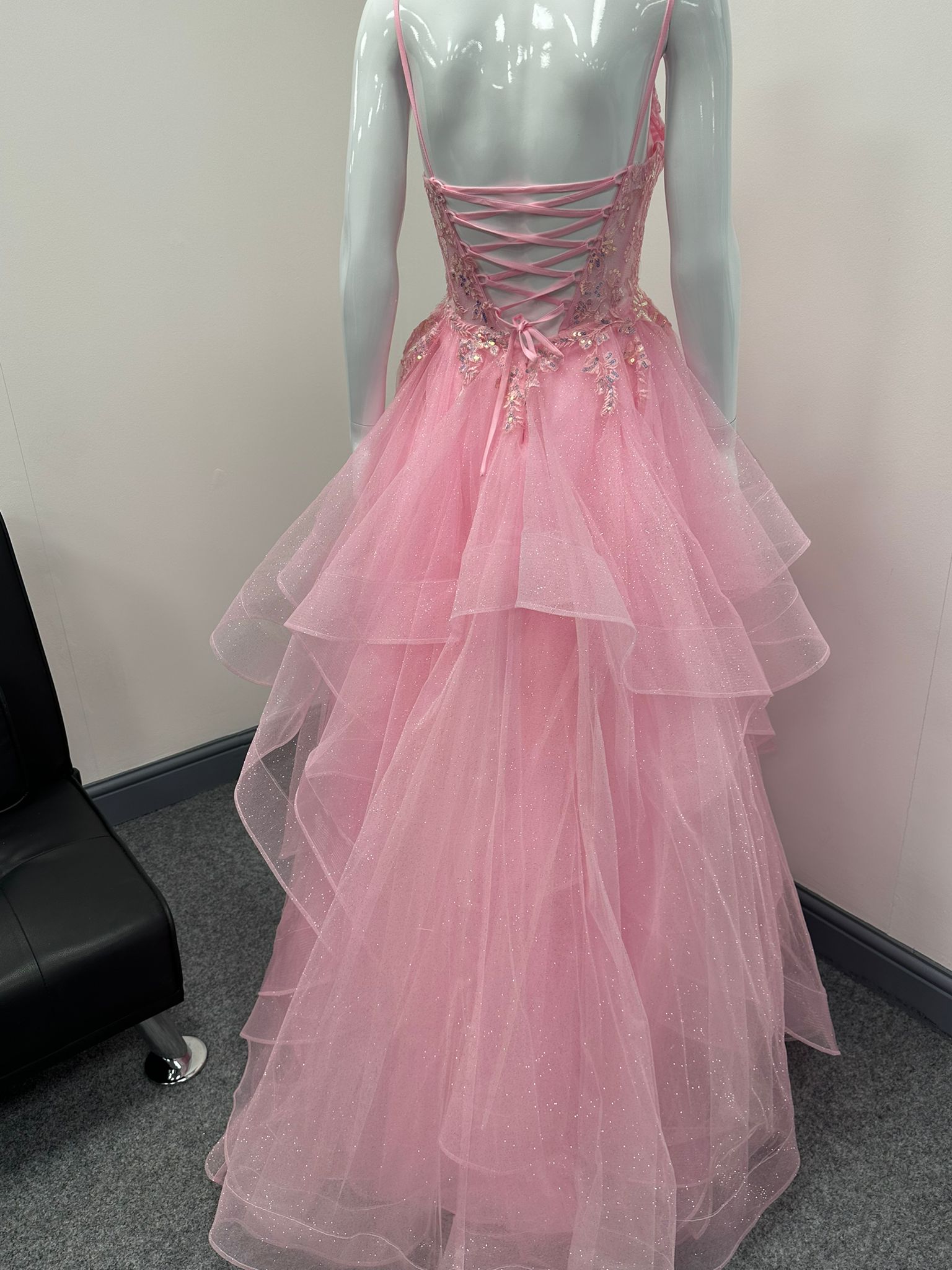 Pink Ruffled Ballgown Prom Dress RRP £645 we sell at £299