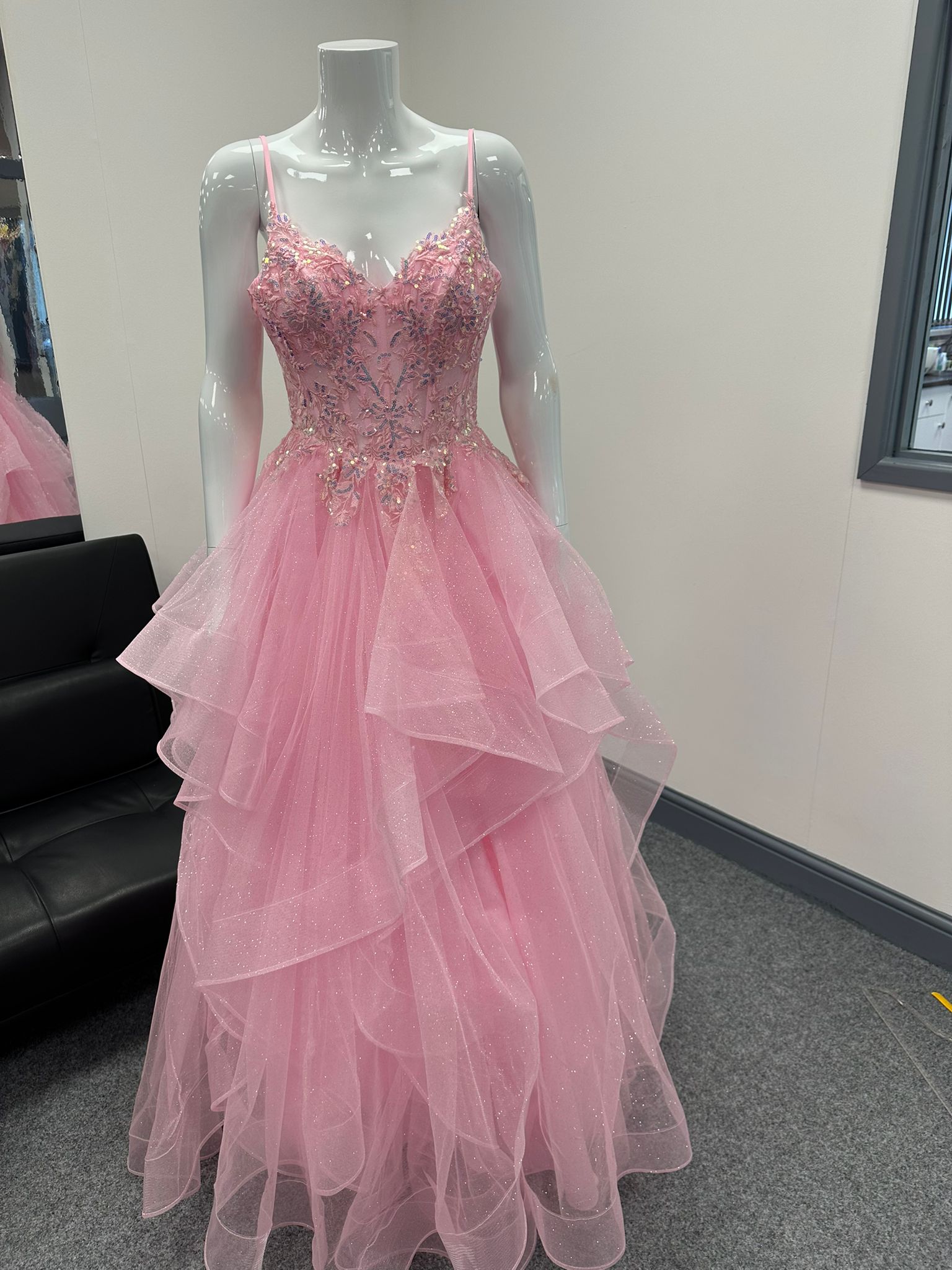 Pink Ruffled Ballgown Prom Dress RRP £645 we sell at £299