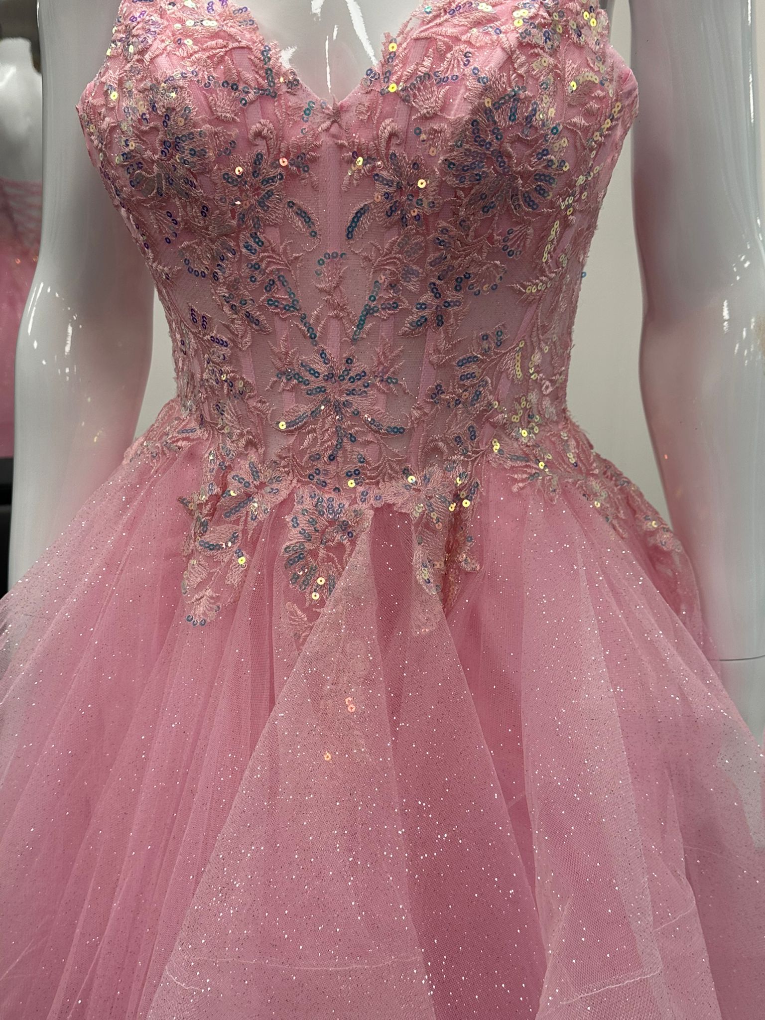 Pink Ruffled Ballgown Prom Dress RRP £645 we sell at £299