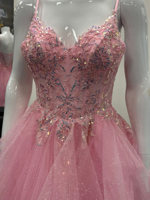 Pink Ruffled Ballgown Prom Dress RRP £645 we sell at £299