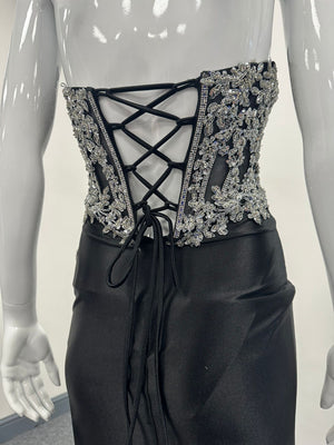 Black Corset Sequinned Ballgown Prom Dress RRP £645 we sell at £199