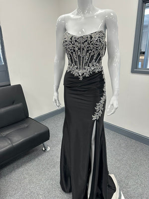 Black Corset Sequinned Ballgown Prom Dress RRP £645 we sell at £199