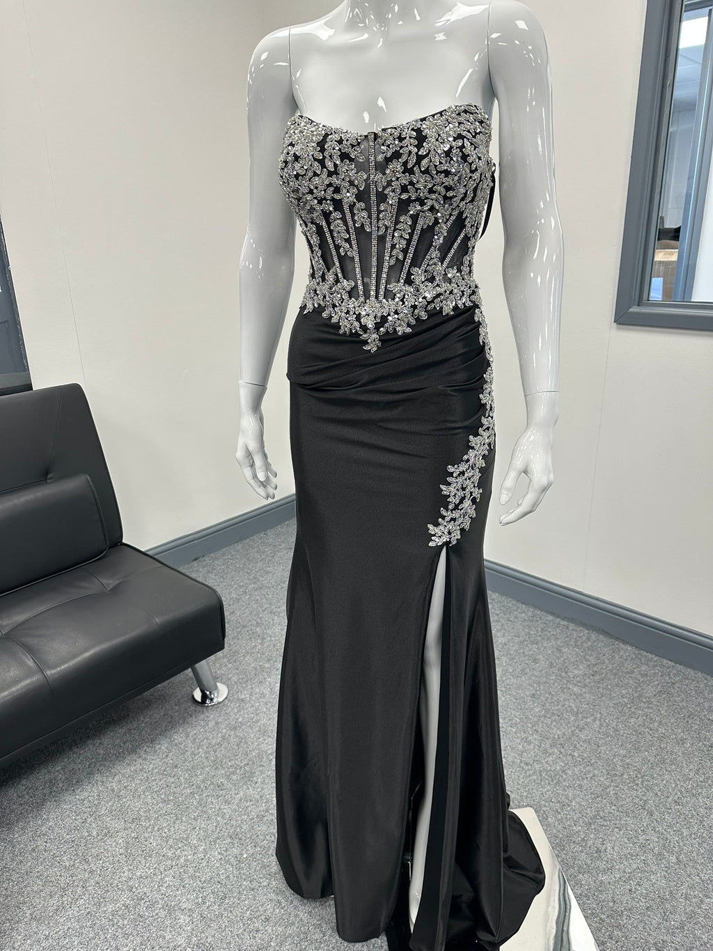 Black Corset Sequinned Ballgown Prom Dress RRP £645 we sell at £199