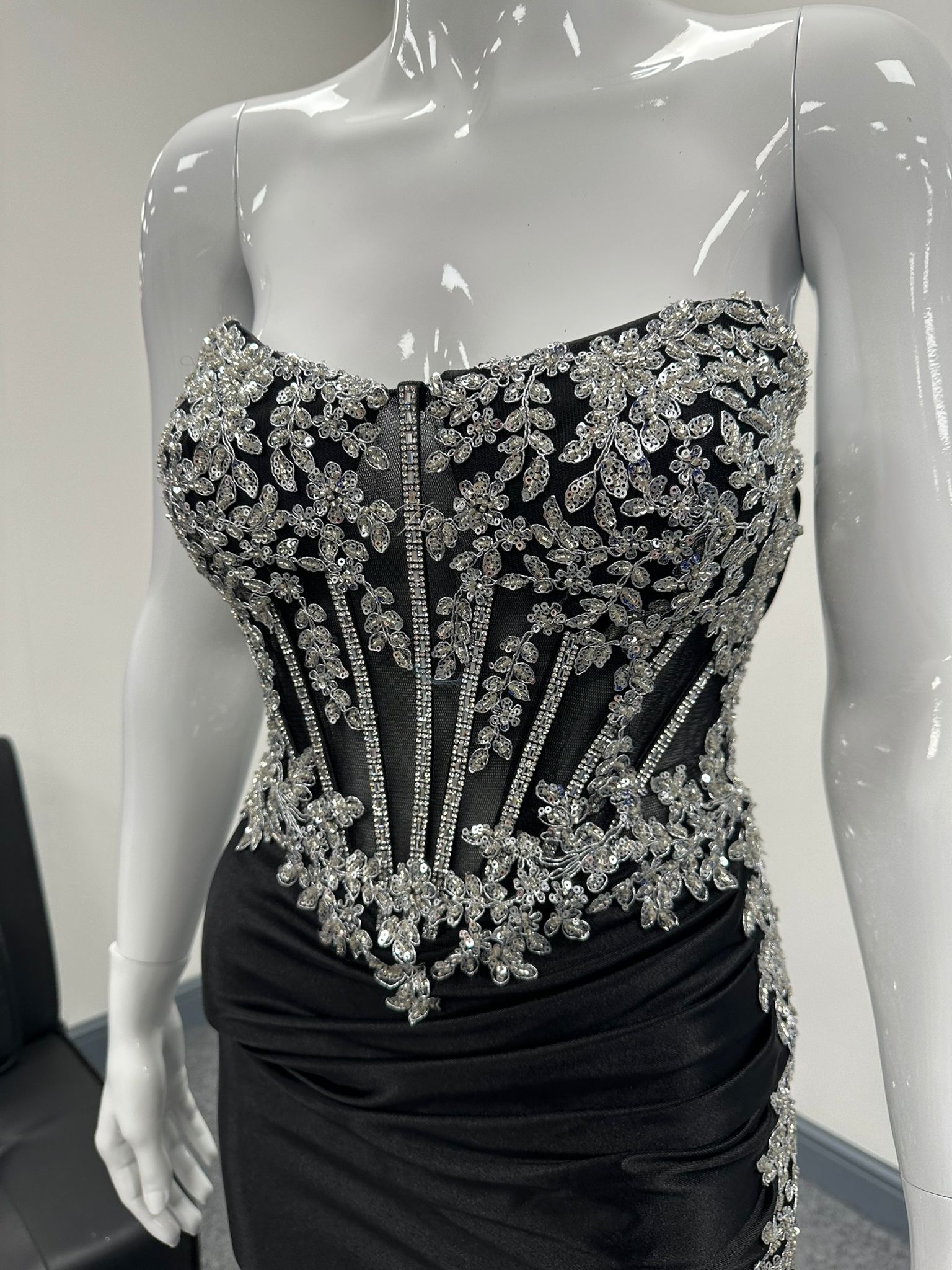 Black Corset Sequinned Ballgown Prom Dress RRP £645 we sell at £199