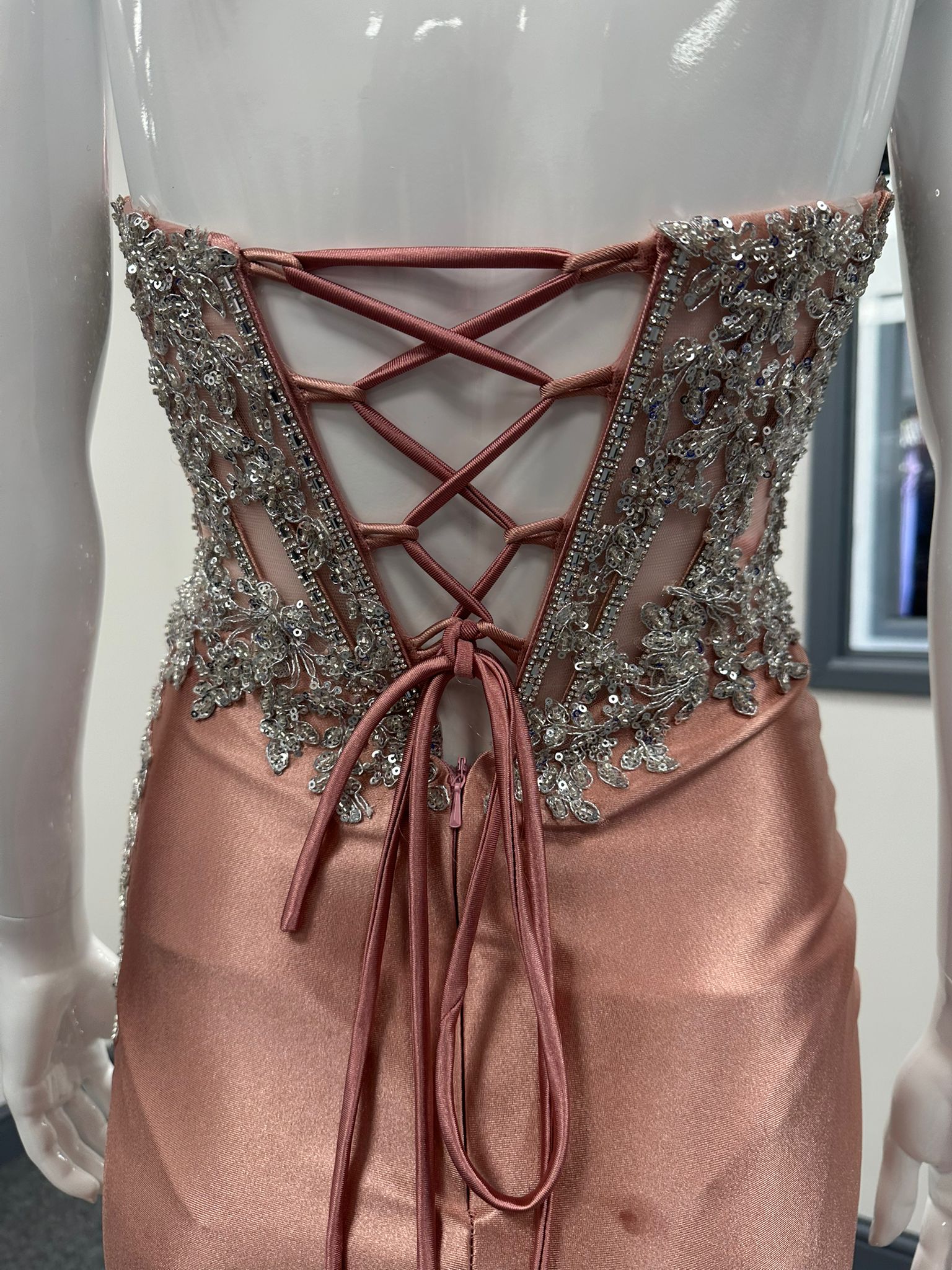Blush Pink Corset Sequinned Ballgown Prom Dress RRP £645 we sell at £199