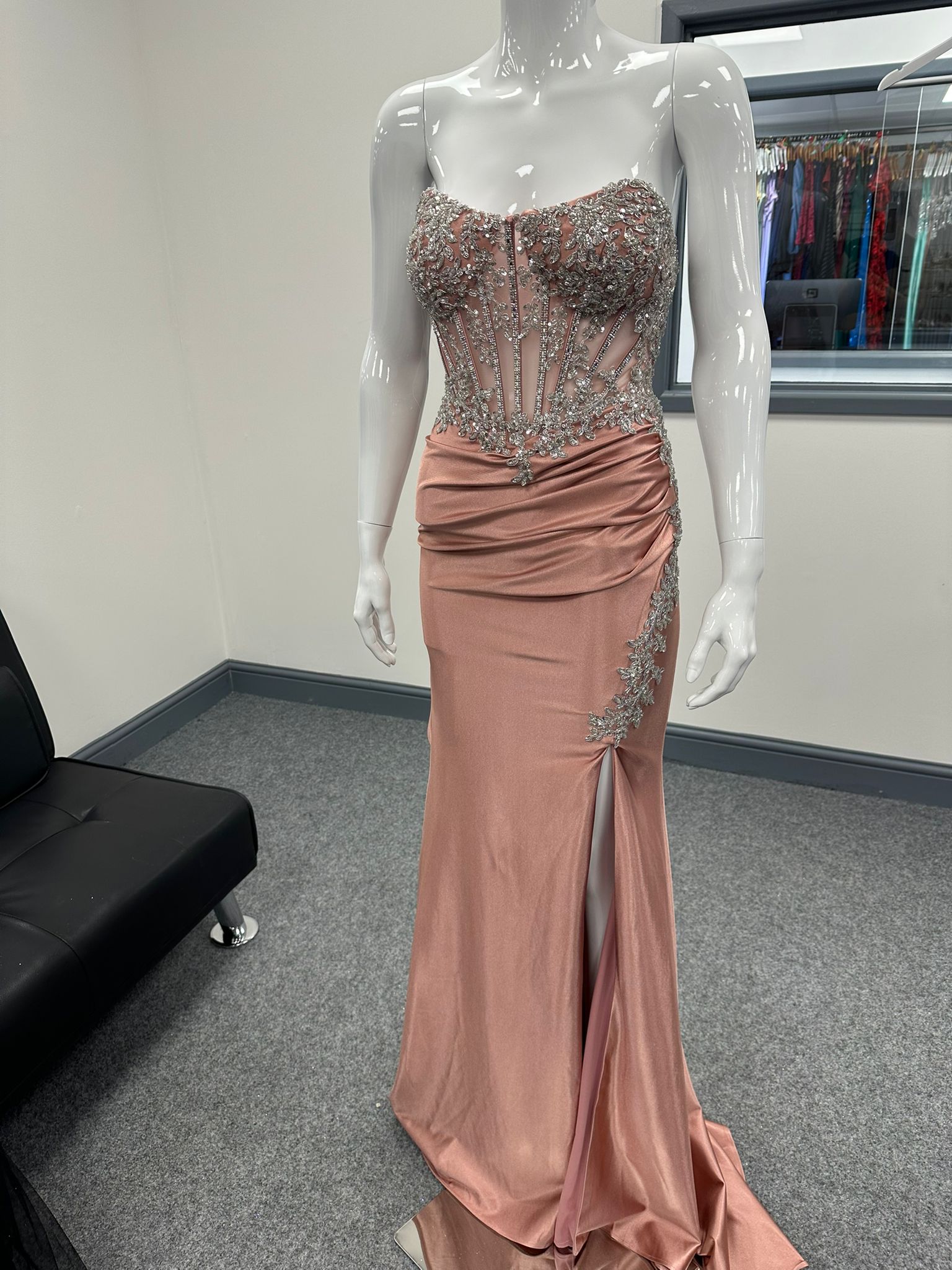 Blush Pink Corset Sequinned Ballgown Prom Dress RRP £645 we sell at £199