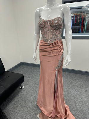 Blush Pink Corset Sequinned Ballgown Prom Dress RRP £645 we sell at £199