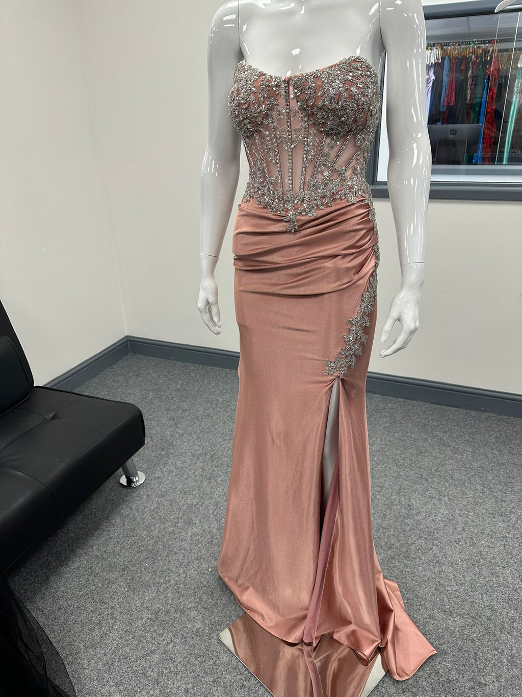 Blush Pink Corset Sequinned Ballgown Prom Dress RRP £645 we sell at £199