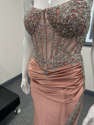 Blush Pink Corset Sequinned Ballgown Prom Dress RRP £645 we sell at £199