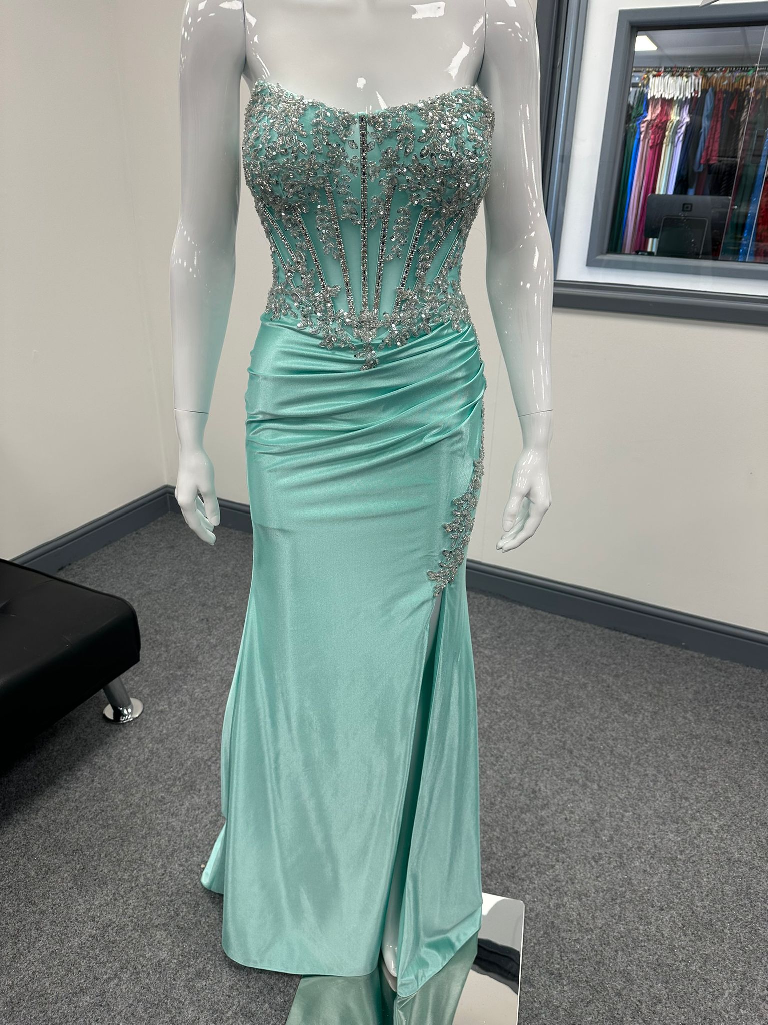 Mint Green Corset Sequinned Ballgown Prom Dress RRP £645 we sell at £199
