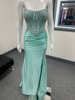 Mint Green Corset Sequinned Ballgown Prom Dress RRP £645 we sell at £199