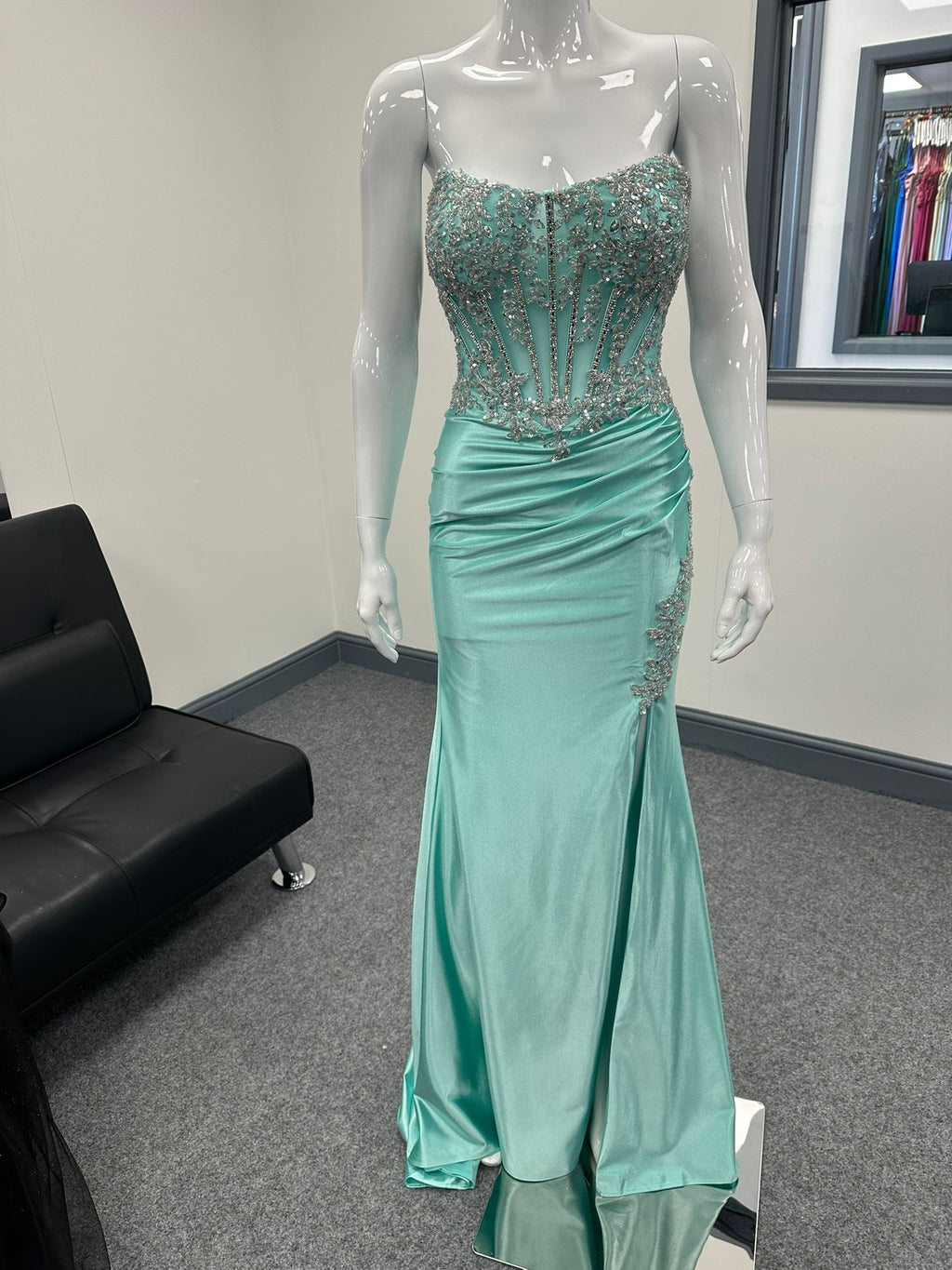 Mint Green Corset Sequinned Ballgown Prom Dress RRP £645 we sell at £199