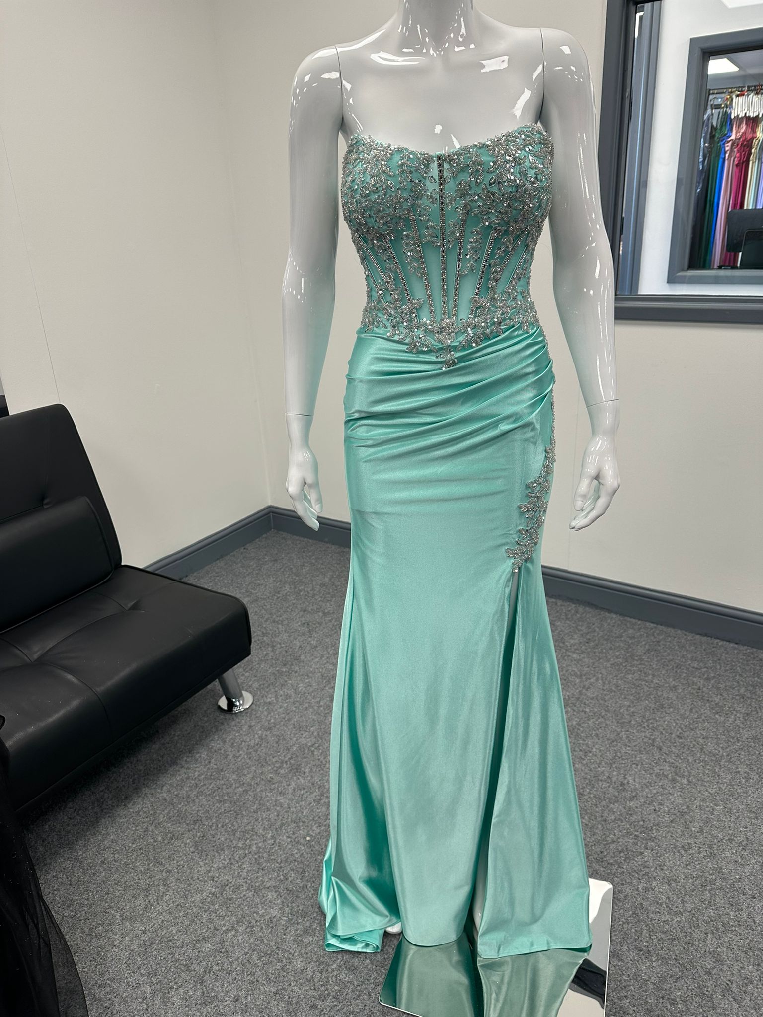 Mint Green Corset Sequinned Ballgown Prom Dress RRP £645 we sell at £199