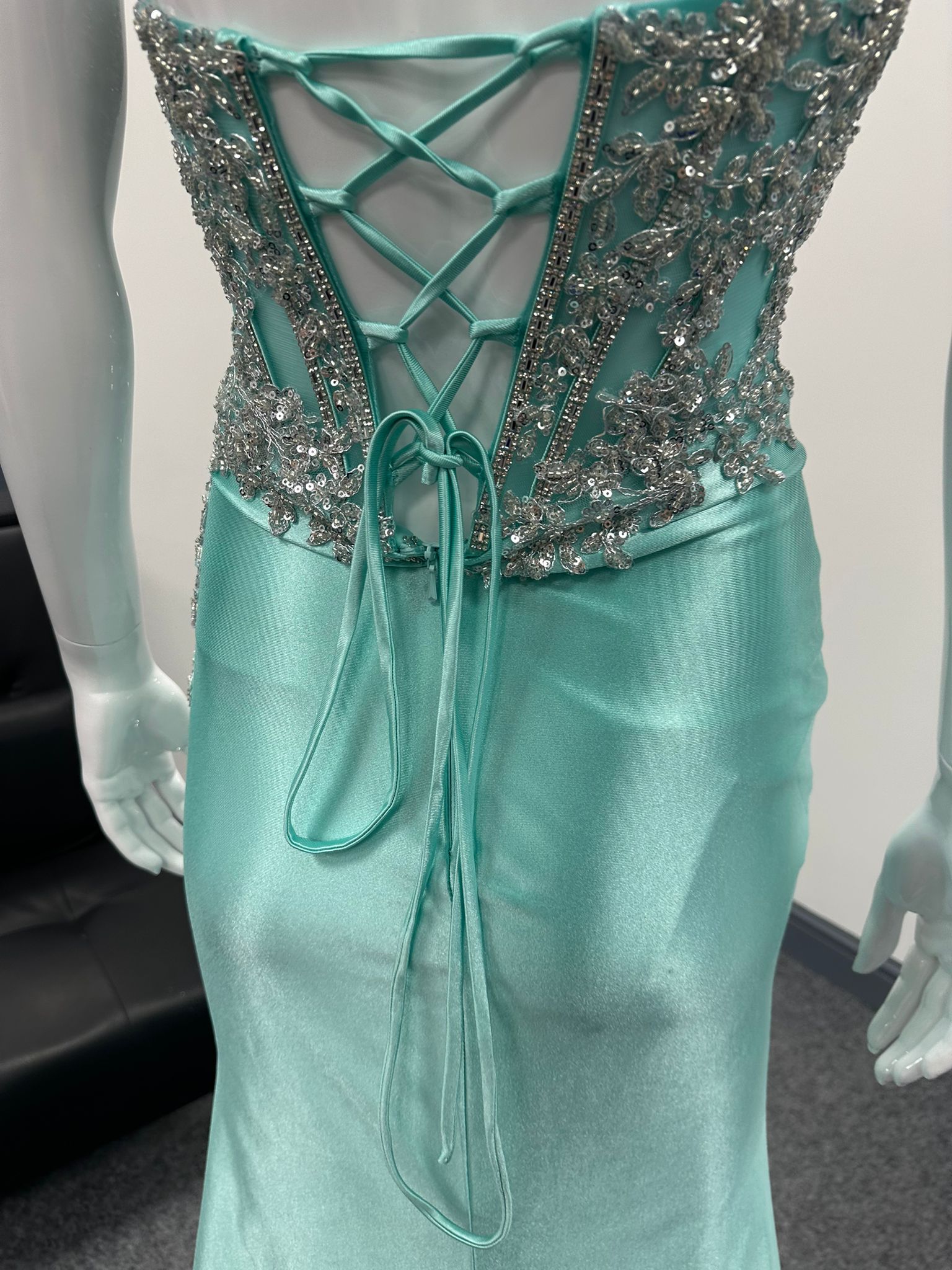 Mint Green Corset Sequinned Ballgown Prom Dress RRP £645 we sell at £199