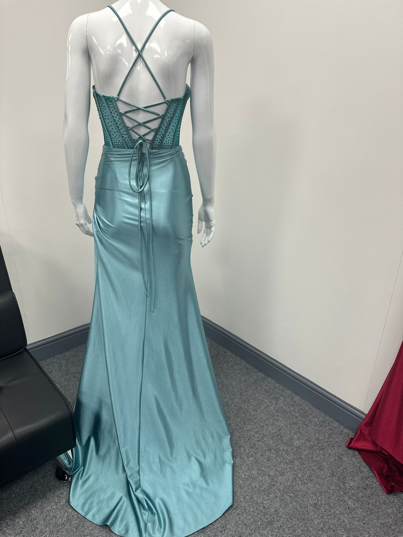 Teal Green Corset Sequinned Ballgown Prom Dress RRP £645 we sell at £199