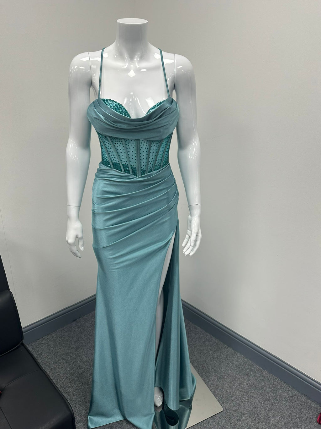 Teal Green Corset Sequinned Ballgown Prom Dress RRP £645 we sell at £199