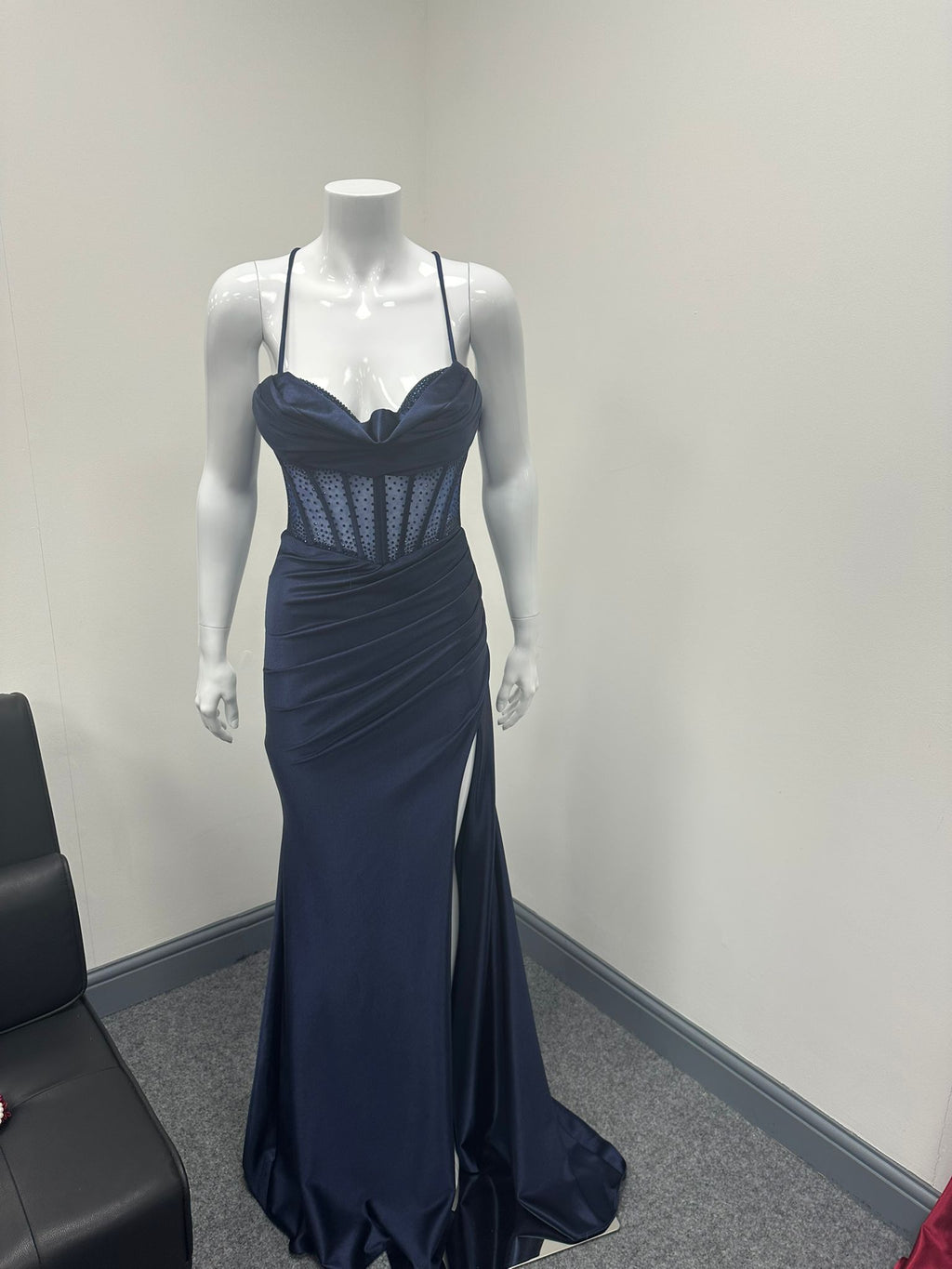 Navy Blue Corset Sequinned Ballgown Prom Dress RRP £645 we sell at £199