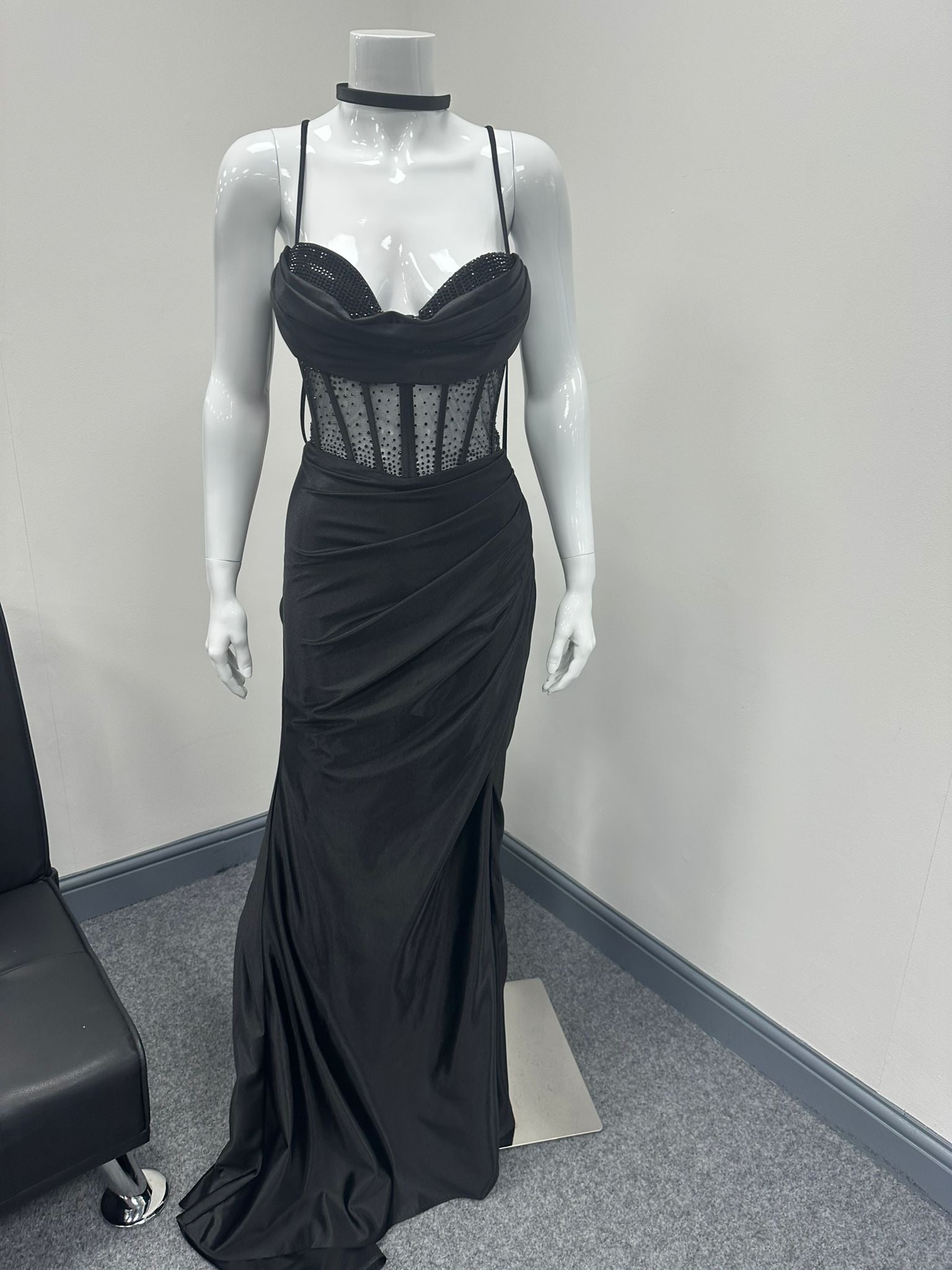 Black Corset Sequinned Ballgown Prom Dress Ball Cruise RRP £645 we sell at £199