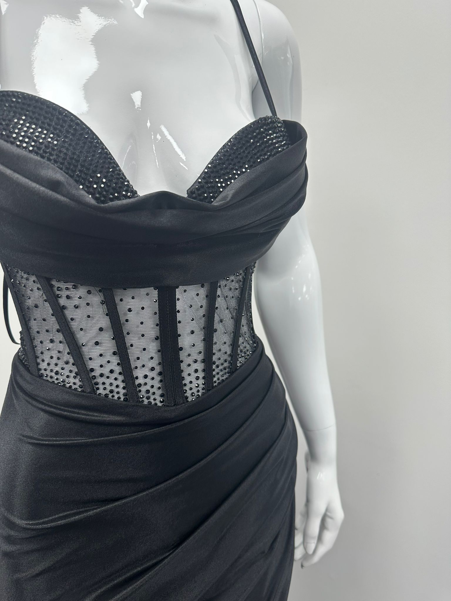 Black Corset Sequinned Ballgown Prom Dress Ball Cruise RRP £645 we sell at £199