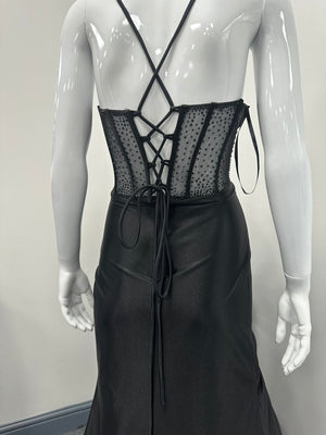 Black Corset Sequinned Ballgown Prom Dress Ball Cruise RRP £645 we sell at £199