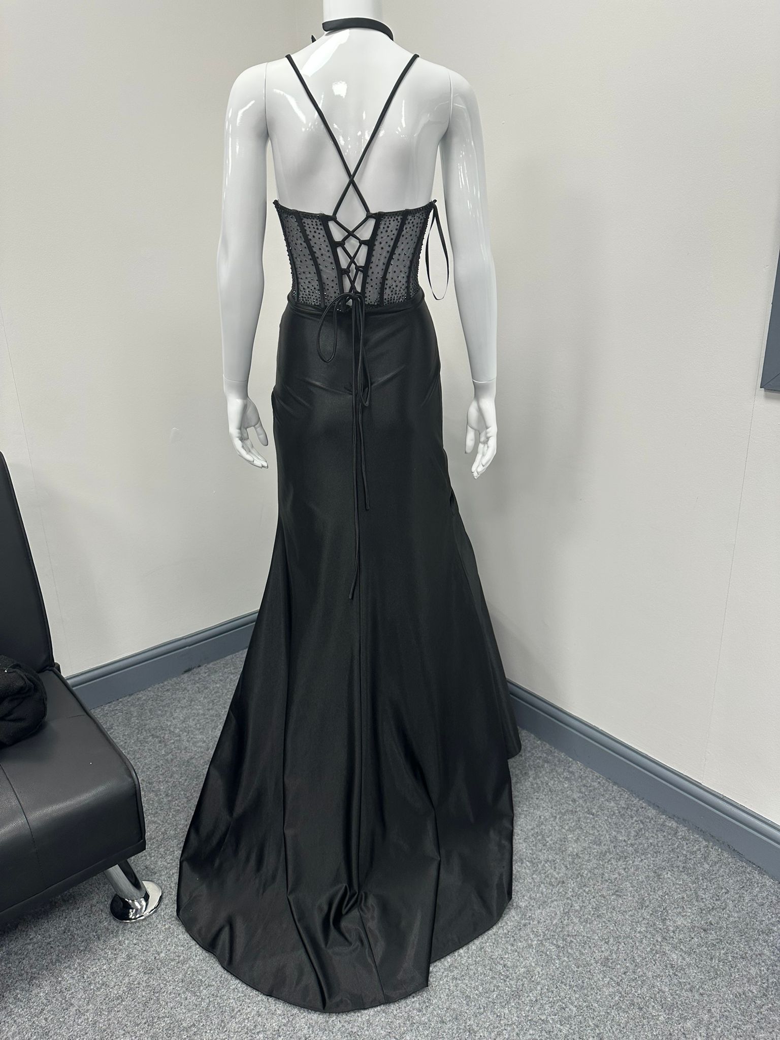 Black Corset Sequinned Ballgown Prom Dress Ball Cruise RRP £645 we sell at £199