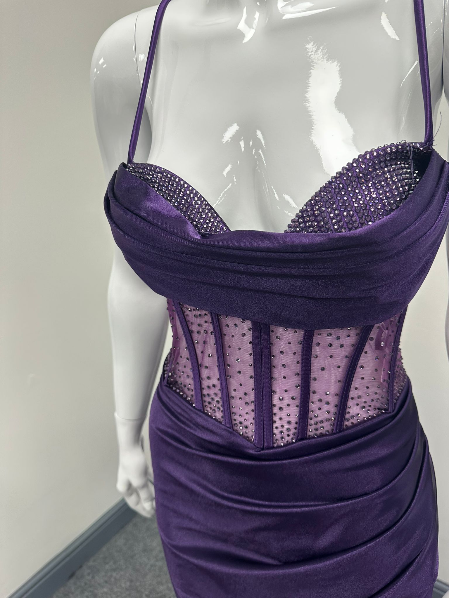 Purple Corset Sequinned Ballgown Prom Dress Ball Cruise RRP £645 we sell at £199