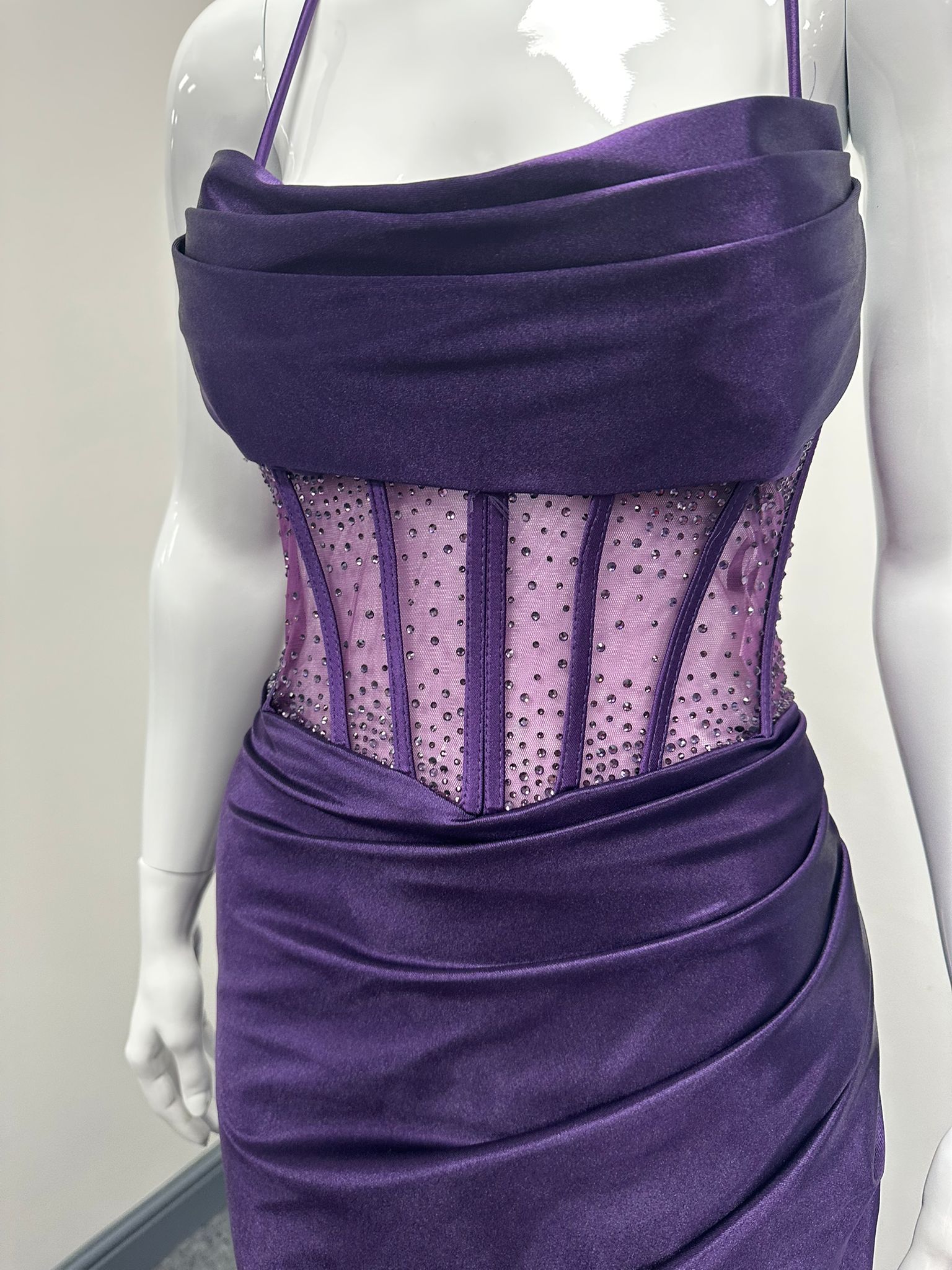 Purple Corset Sequinned Ballgown Prom Dress Ball Cruise RRP £645 we sell at £199