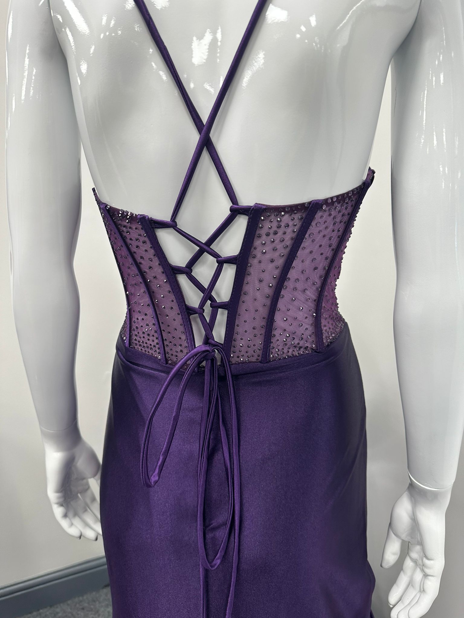 Purple Corset Sequinned Ballgown Prom Dress Ball Cruise RRP £645 we sell at £199