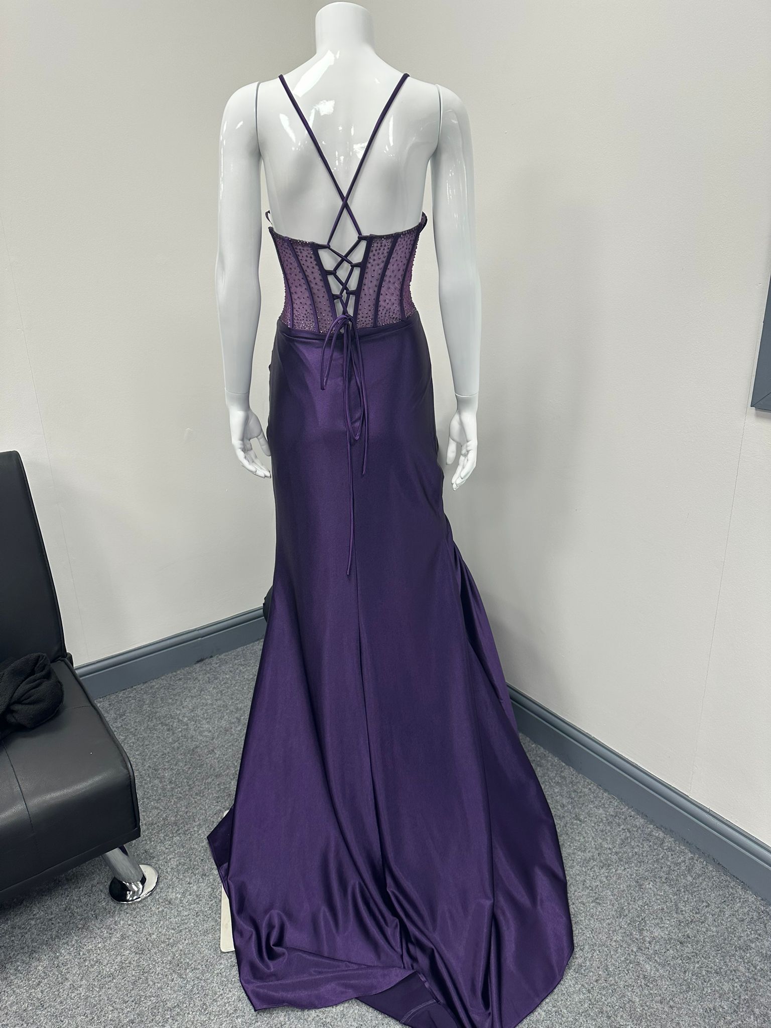 Purple Corset Sequinned Ballgown Prom Dress Ball Cruise RRP £645 we sell at £199