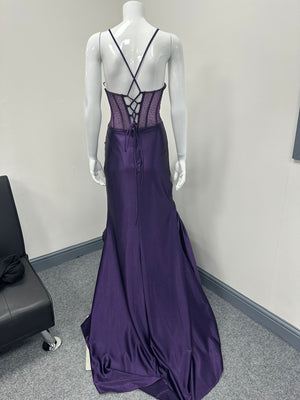 Purple Corset Sequinned Ballgown Prom Dress Ball Cruise RRP £645 we sell at £199