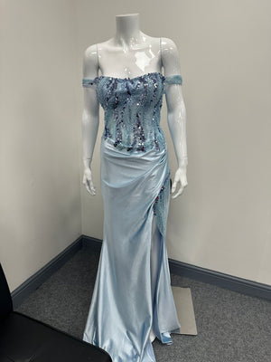 Baby Blue Sequinned Ballgown, Cruise, Special Event Prom Dress RRP £645 we sell £199