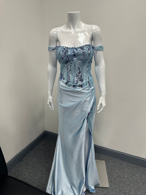 Baby Blue Sequinned Ballgown, Cruise, Special Event Prom Dress RRP £645 we sell £199